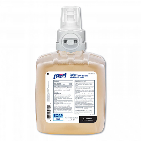 Healthy Soap 2.0% CHG Antimicrobial Foam Refill for CS8 Dispensers, Fragrance-Free, 1,200 mL, 2/Carton (788102)