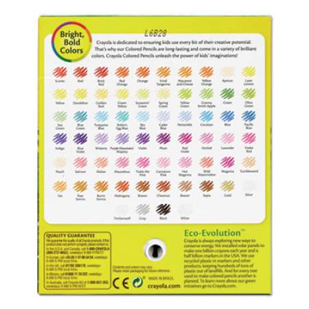 Crayola Short Colored Pencils Hinged Top Box with Sharpener, 3.3 mm, 2B (#1), Assorted Lead/Barrel Colors, 64/Pack (683364)