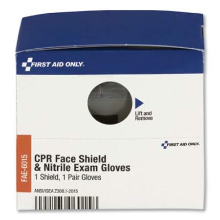 First Aid Only SmartCompliance Rescue Breather Face Shield with 2 Nitrile Exam Gloves (FAE6015)