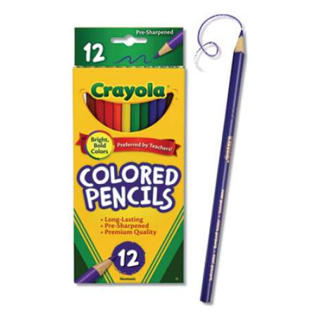 Crayola Long-Length Colored Pencil Set, 3.3 mm, 2B (#1), Assorted Lead/Barrel Colors, Dozen (684012)