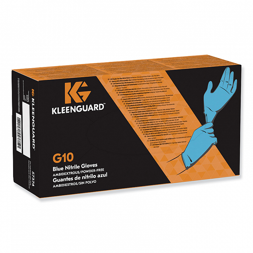 G10 Blue Nitrile Gloves, Powder-Free, Large, 6 mil Thick, 9.5" Long, Blue, 100/Box, 10 Boxes/Carton (57373CT)