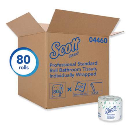 Scott Essential Standard Roll Bathroom Tissue, Septic Safe, 2-Ply, White, 550 Sheets/Roll, 80/Carton (04460)