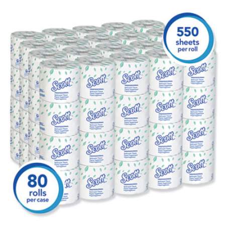 Scott Essential Standard Roll Bathroom Tissue, Septic Safe, 2-Ply, White, 550 Sheets/Roll, 80/Carton (04460)