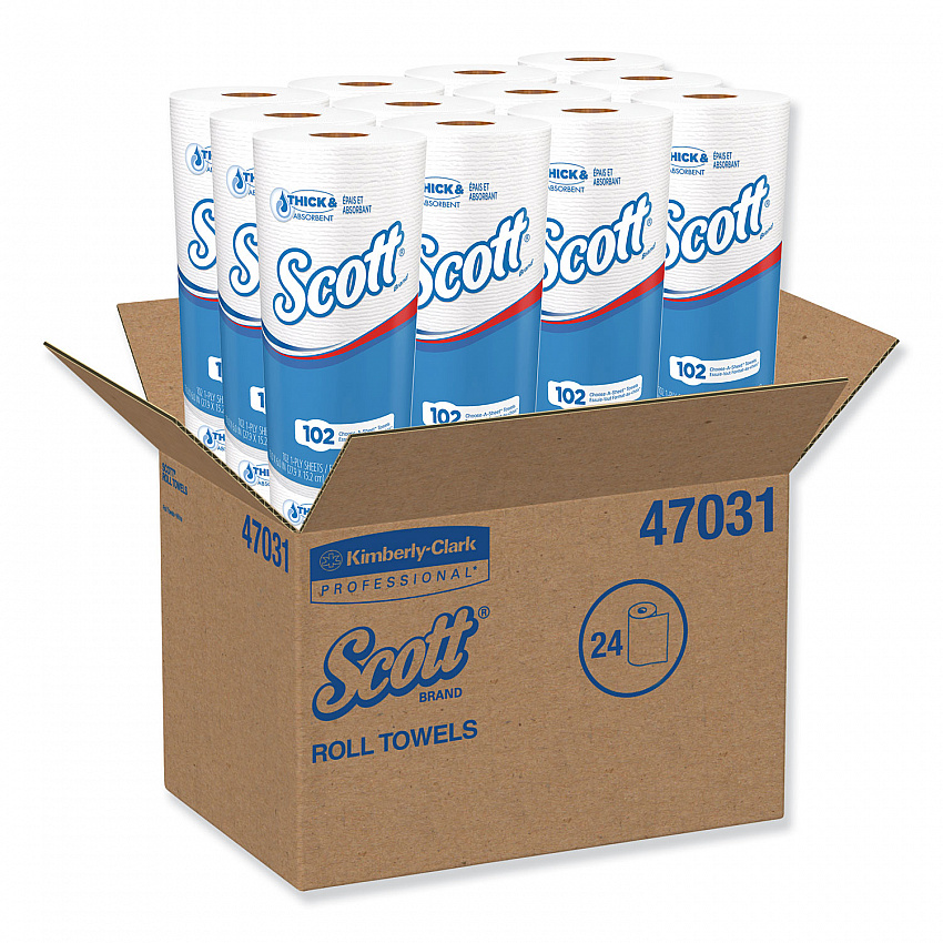 Choose-A-Sheet Kitchen Roll Paper Towels, 1-Ply, 4.8 x 11, White, 102 Sheets/Roll, 24/Carton (47031)