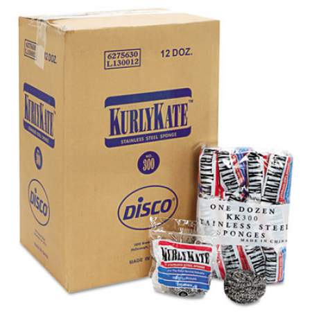 Kurly Kate Stainless Steel Scrubbers, Medium, 3.5 x 3.5, Steel Gray, 12/Pack, 12 Packs/Carton (300)
