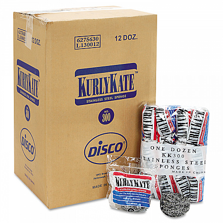 Stainless Steel Scrubbers, Medium, 3.5 x 3.5, Steel Gray, 12/Pack, 12 Packs/Carton (300)