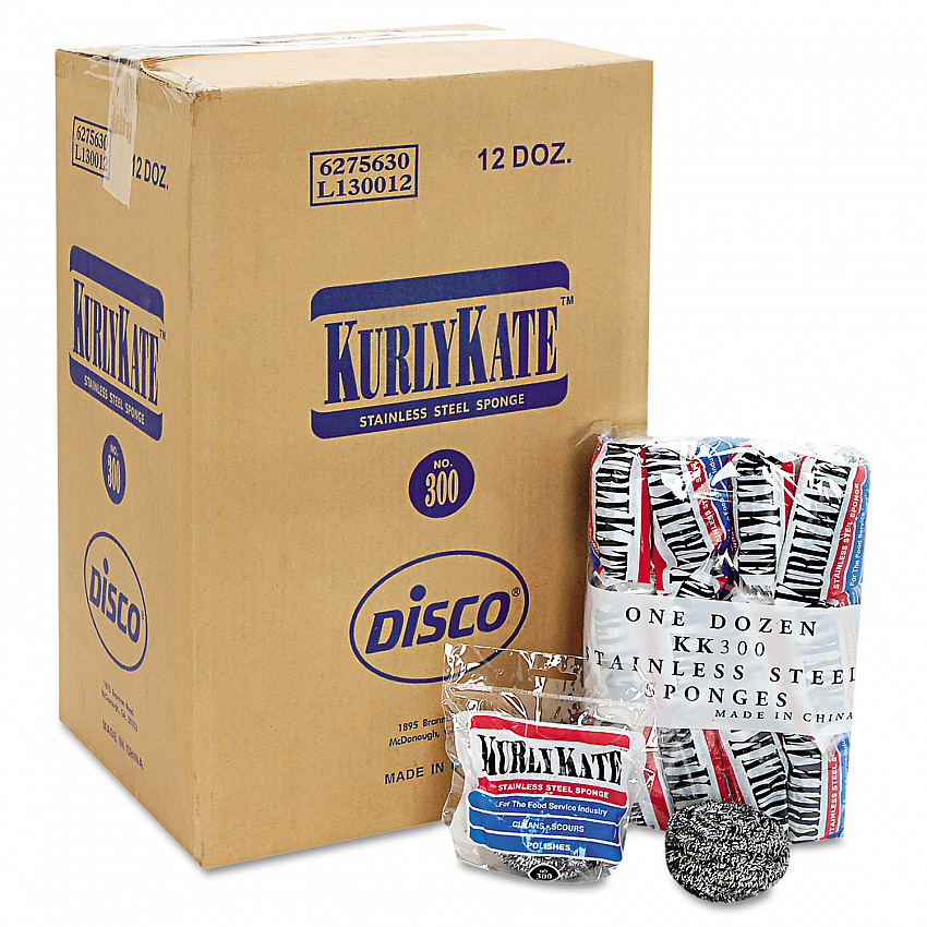 Stainless Steel Scrubbers, Medium, 3.5 x 3.5, Steel Gray, 12/Pack, 12 Packs/Carton (300)