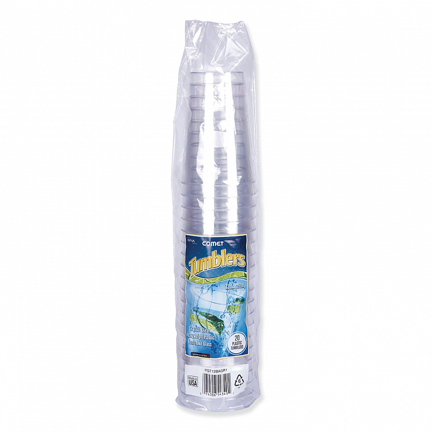 Comet Plastic Tumblers, Tall, 12 oz, Clear, 500/Carton (PGT12)