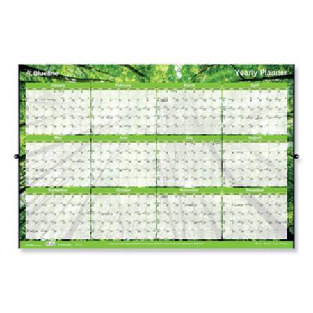 Blueline Yearly Laminated Wall Calendar, Nature Photography, 36 x 24, White/Green Sheets, 12-Month (Jan to Dec): 2022 (C171910)