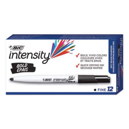 BIC Intensity Bold Pocket-Style Dry Erase Marker, Fine Bullet Tip, Black, Dozen (DECF11BK)