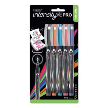 BIC Intensity Porous Point Pen, Stick, Fine 0.5 mm, Assorted Fashion Ink and Barrel Colors, 5/Pack (FPINAP51AST)