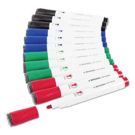U Brands Chisel Tip Low-Odor Dry-Erase Markers with Erasers, Broad Chisel Tip, Assorted Colors, 12/Pack (3981U0012)