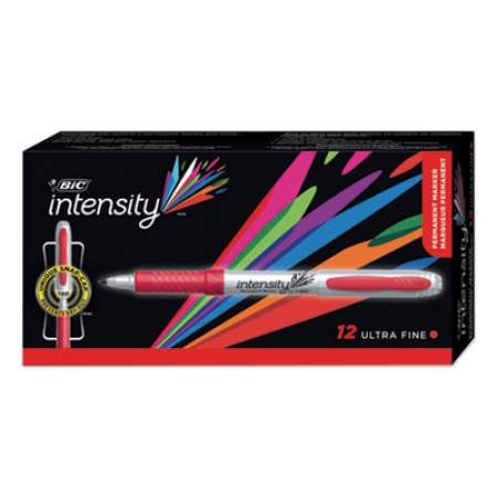 BIC Intensity Ultra Fine Tip Permanent Marker, Extra-Fine Needle Tip, Rambunctious Red, Dozen (GPMU11RD)