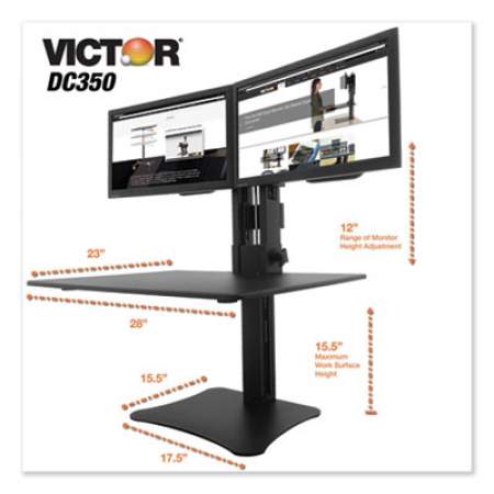 Victor High Rise Dual Monitor Standing Desk Workstation, 28" x 23" x 10.5" to 15.5", Black (DC350A)