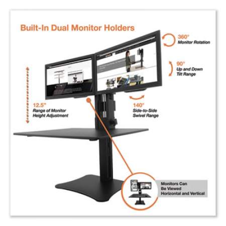 Victor High Rise Dual Monitor Standing Desk Workstation, 28" x 23" x 10.5" to 15.5", Black (DC350)