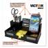 Victor Midnight Black Desk Organizer with Smartphone Holder, 10 1/2 x 5 1/2 x 4, Wood (95255)