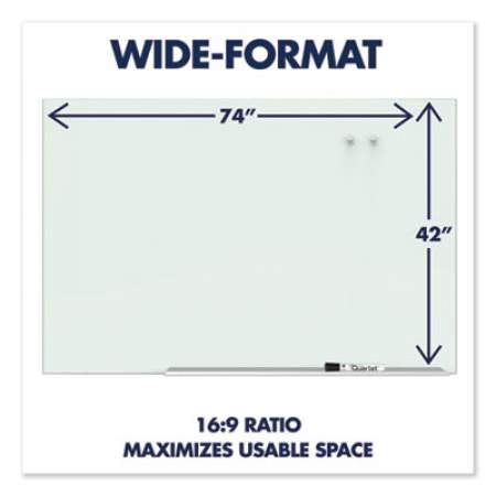 Quartet Element Framed Magnetic Glass Dry-Erase Boards, 74" x 42", Aluminum Frame (G7442E)