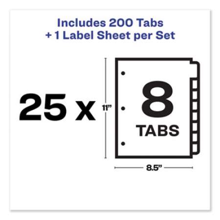 Avery Print and Apply Index Maker Clear Label Dividers, 8 Color Tabs, Letter, 25 Sets (11993)
