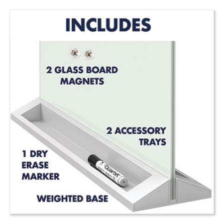 Quartet Desktop Magnetic Glass Dry-Erase Panel, 23" x 17", White (GDP1723W)