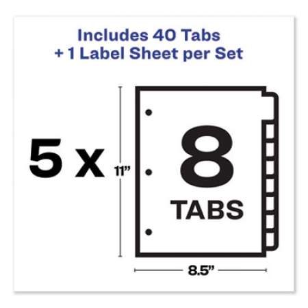 Avery Print and Apply Index Maker Clear Label Dividers, 8 Color Tabs, Letter, 5 Sets (11419)
