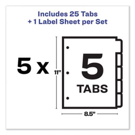 Avery Print and Apply Index Maker Clear Label Dividers, 5 Color Tabs, Letter, 5 Sets (11418)