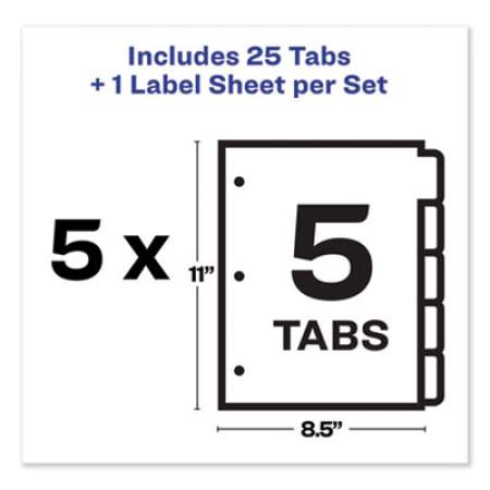 Avery Print and Apply Index Maker Clear Label Dividers, 5 Color Tabs, Letter, 5 Sets (11414)