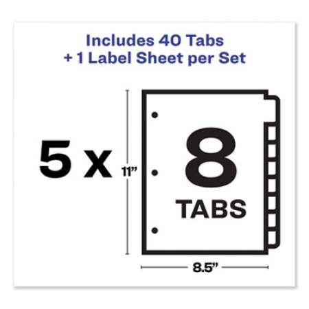 Avery Print and Apply Index Maker Clear Label Dividers, 8 Color Tabs, Letter, 5 Sets (11411)