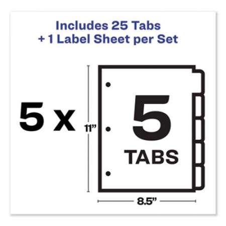 Avery Print and Apply Index Maker Clear Label Dividers, 5 Color Tabs, Letter, 5 Sets (11410)