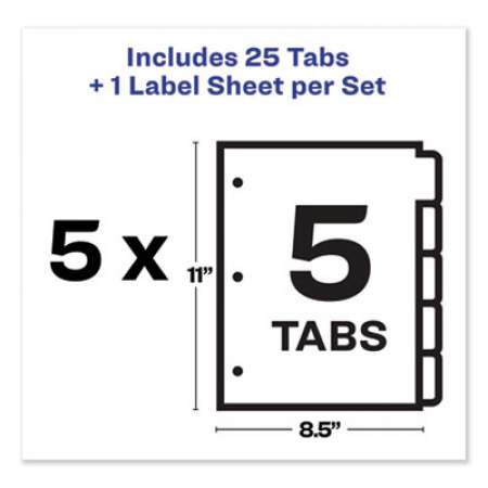 Avery Print and Apply Index Maker Clear Label Dividers, 5 Color Tabs, Letter, 5 Sets (11990)
