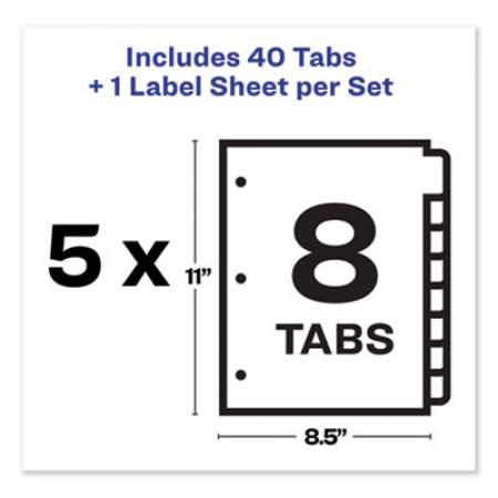 Avery Print and Apply Index Maker Clear Label Dividers, 8 Color Tabs, Letter, 5 Sets (11991)