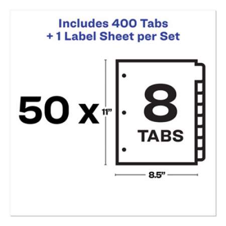 Avery Print and Apply Index Maker Clear Label Dividers, 8 White Tabs, Letter, 50 Sets (11557)