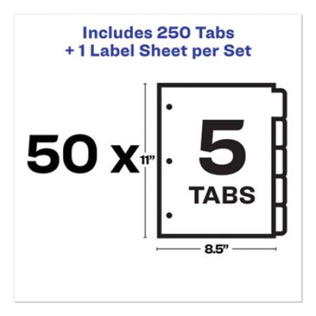 Avery Print and Apply Index Maker Clear Label Dividers, 5 White Tabs, Letter, 50 Sets (11556)