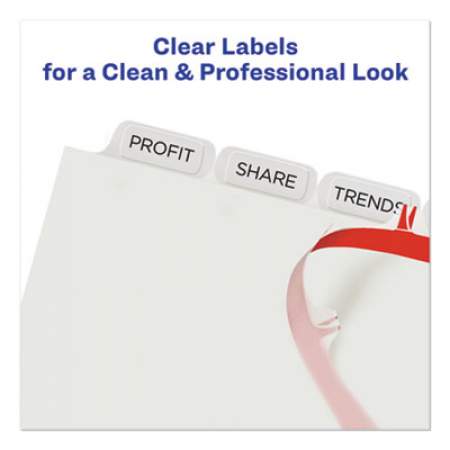 Avery Print and Apply Index Maker Clear Label Plastic Dividers with Printable Label Strip, 8-Tab, 11 x 8.5, Translucent, 5 Sets (12450)