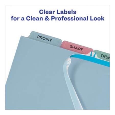Avery Print and Apply Index Maker Clear Label Plastic Dividers with Printable Label Strip, 5-Tab, 11 x 8.5, Translucent, 1 Set (11452)