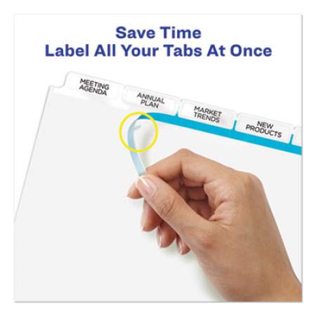 Avery Print and Apply Index Maker Clear Label Dividers, 5 White Tabs, Letter (11490)