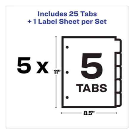 Avery Print and Apply Index Maker Clear Label Plastic Dividers with Printable Label Strip, 5-Tab, 11 x 8.5, Translucent, 5 Sets (12452)