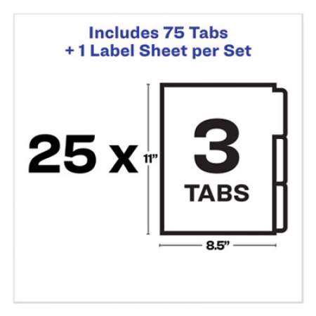Avery Print and Apply Index Maker Clear Label Unpunched Dividers, 3-Tab, Ltr, 25 Sets (11442)