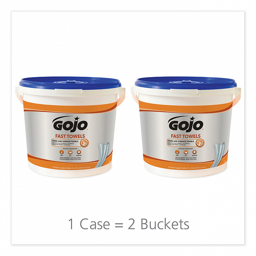 FAST TOWELS Hand Cleaning Towels, 9 x 10, Fresh Citrus, Blue, 225/Bucket, 2 Buckets/Carton (629902CT)