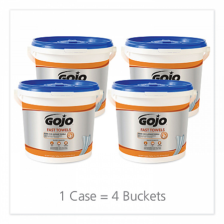 FAST TOWELS Hand Cleaning Towels, 9 x 10, Fresh Citrus, Blue, 130/Bucket, 4 Buckets/Carton (6298)