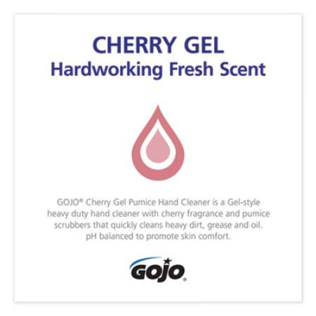 GOJO CHERRY GEL PUMICE HAND CLEANER, CHERRY SCENT, 10 OZ BOTTLE, 8/CARTON (2354-08)