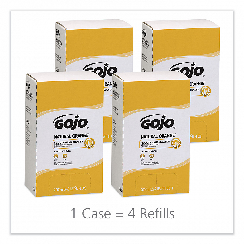 NATURAL ORANGE Smooth Hand Cleaner, Refill for GOJO PRO TDX Push-Style Dispenser, Citrus Scent, 2,000 mL, 4/Carton (7250)