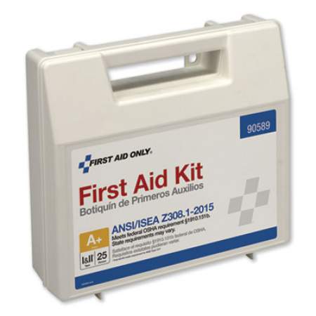 First Aid Only ANSI 2015 Compliant Class A+ Type I and II First Aid Kit for 25 People, 141 Pieces, Plastic Case (90589)