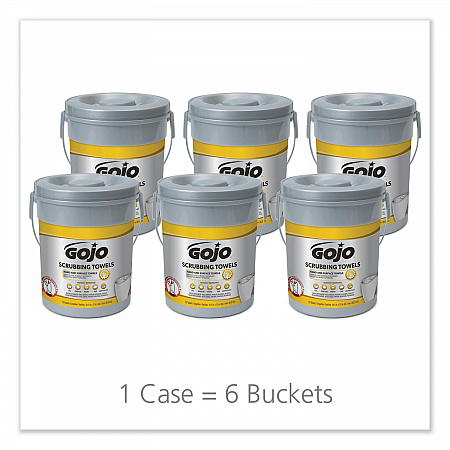 Scrubbing Towels, Hand Cleaning, 2-Ply, 10.5 x 12, Silver/Yellow, 72/Bucket, 6/Carton (639606)