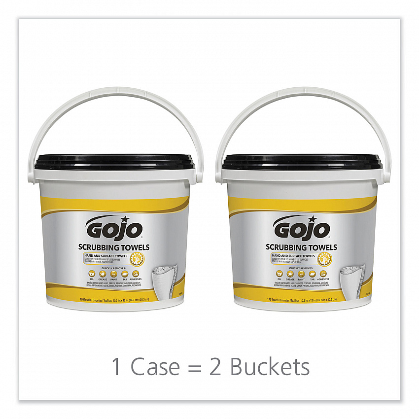 Scrubbing Towels, Hand Cleaning, Orange Scent, White/Yellow, 170/Bucket, 2 Buckets/Carton (639802)