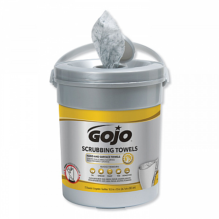 Scrubbing Towels, Hand Cleaning, 2-Ply, 10.5 x 12, Silver/Yellow, 72/Bucket, 6/Carton (639606)