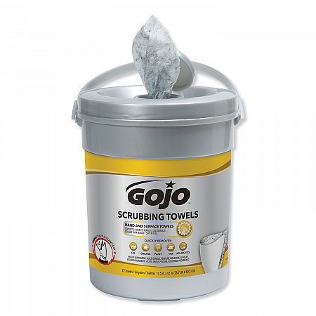 Scrubbing Towels, Hand Cleaning, 2-Ply, 10.5 x 12, Fresh Citrus, Silver/Yellow, 72/Bucket (639606EA)