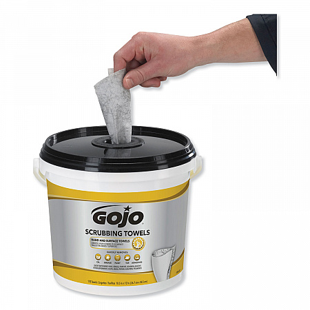 Scrubbing Towels, Hand Cleaning, Orange Scent, White/Yellow, 170/Bucket, 2 Buckets/Carton (639802)