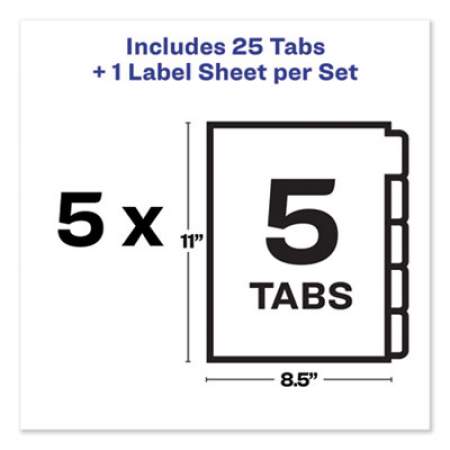 Avery Print and Apply Index Maker Clear Label Unpunched Dividers with Printable Label Strip, 5-Tab, 11 x 8.5, Clear, 5 Sets (16062)