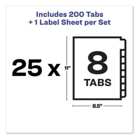 Avery Print and Apply Index Maker Clear Label Unpunched Dividers, 8-Tab, Ltr, 25 Sets (11999)