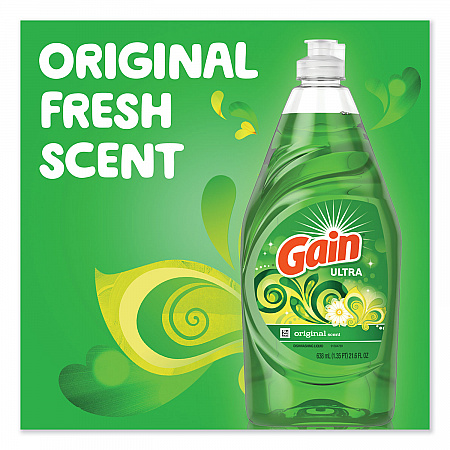 Dishwashing Liquid, Gain Original Scent, 38 oz Bottle (74346EA)